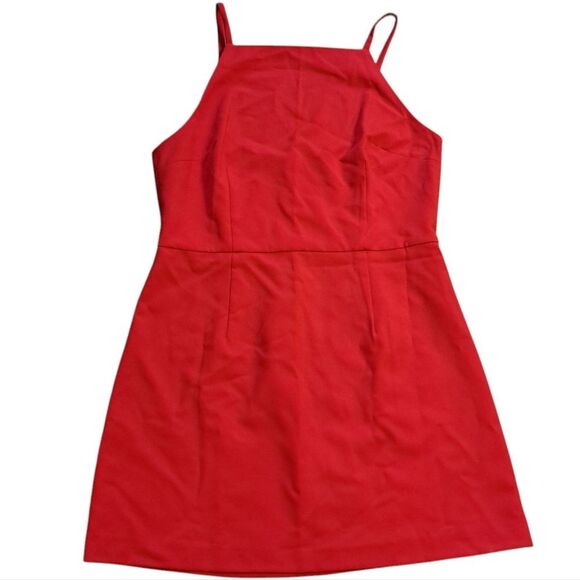 French Connection Whisper Square Neck Mini Dress Size 12 Royal Scarlet NWT - Picture 5 of 13